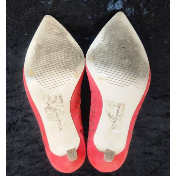BCBGeneration Leather Red/Orange Pointed Toe Pumps-Size 5.5M - Picture 7 of 8